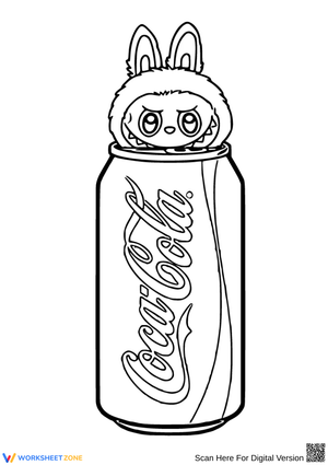 Labubu in Coca-Cola Can Coloring Page