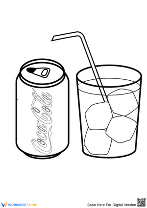 Coca-Cola Can and Ice Drink Coloring Page