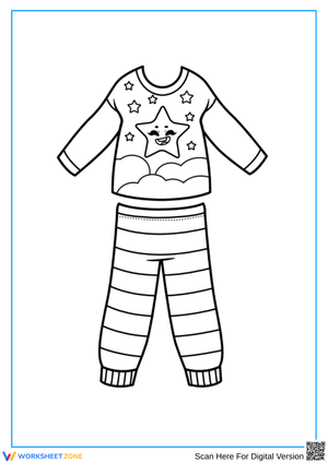 Starry Pajamas Coloring Page for Kids