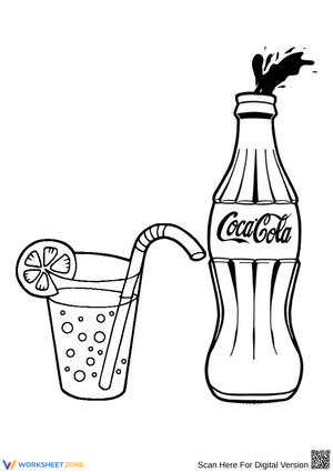 Coca-Cola Bottle and Lemon Soda Coloring Page
