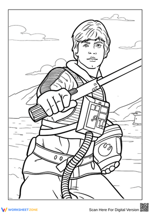 Luke Skywalker with Lightsaber Coloring Page