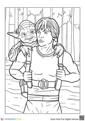 Luke Skywalker & Yoda Training Coloring Page