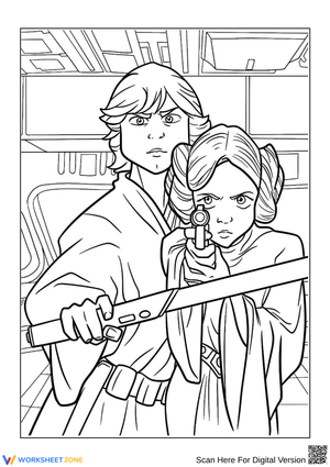 Luke and Leia Star Wars Coloring Page