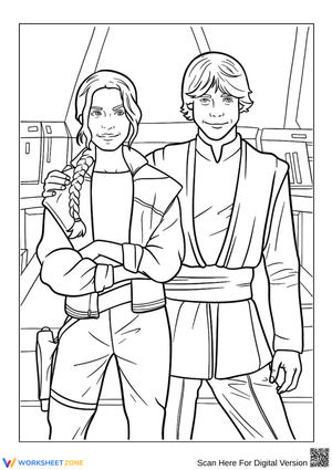 Luke Skywalker and Rey Coloring Page