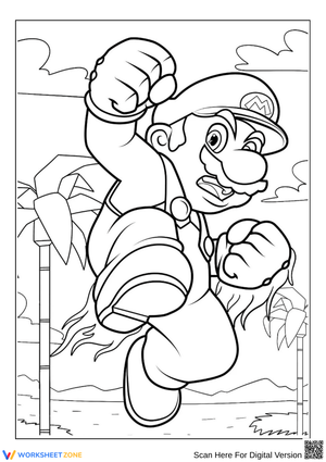 Super Smash Bros Mario Jump Coloring Page
