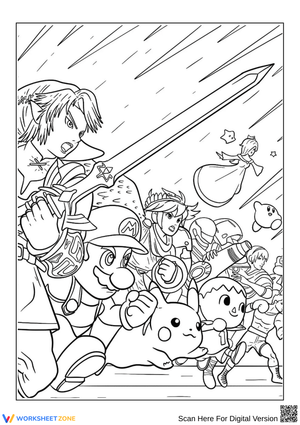 Super Smash Bros Epic Battle Coloring Page