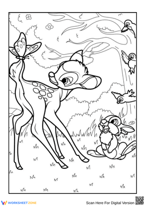 Bambi and Thumper Springtime Coloring Page