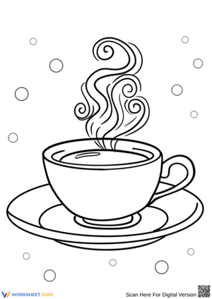 Steaming Coffee Cup Coloring Page
