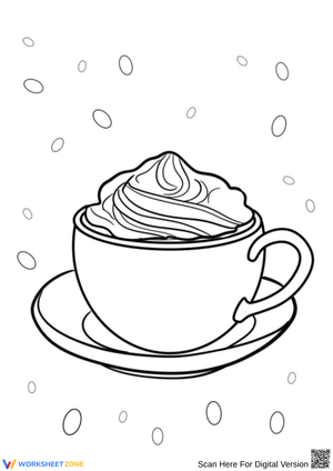 Whipped Cream Coffee Cup Coloring Page