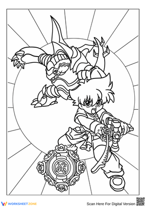 Beyblade Burst Launcher with Fierce Beast Coloring Page