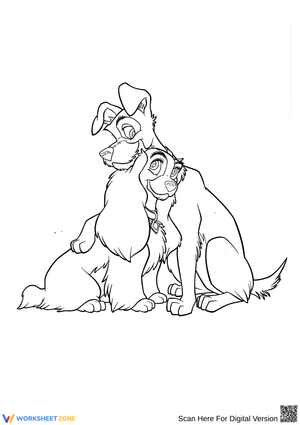 Lady and the Tramp Hugging Coloring Page – Sweet Disney Moment