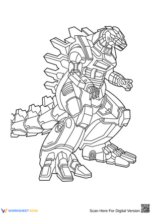 Mechagodzilla Coloring Page with Dynamic Armor Design