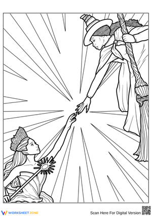 Wicked Coloring Page – Elphaba & Glinda’s Last Touch