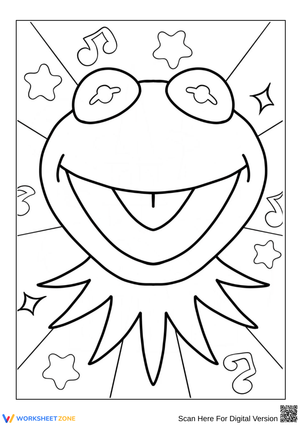 Muppets Kermit the Frog Smiling Coloring Page