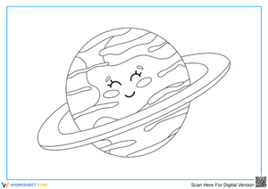 Cute Saturn Coloring Page with Smiley Face