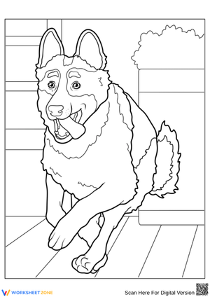 Playful German Shepherd Coloring Page for Kids