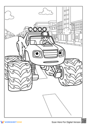 Blaze Monster Truck on City Street Coloring Page