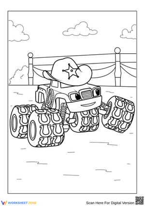 Cowboy Blaze Monster Truck Coloring Page