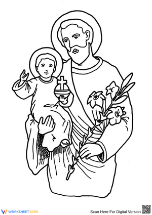 Saint Joseph Holding the Child Jesus Coloring Page