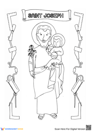 Saint Joseph and Child Jesus Coloring Page