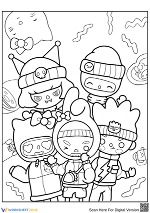 Hello Kitty Toca Boca Friends Coloring Page