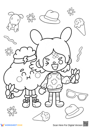 Toca Boca Friends and Candy Coloring Page