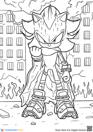 Shadow the Hedgehog in Battle Scene Coloring Page