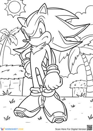 Shadow the Hedgehog on Tropical Island Coloring Page