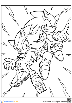 Sonic and Shadow in Action Coloring Page