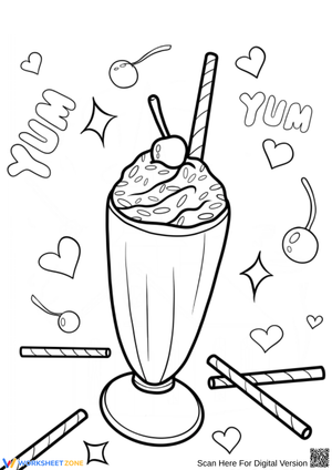 Delicious Milkshake Coloring Page for Kids