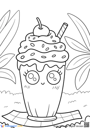 Cute Kawaii Milkshake Coloring Page