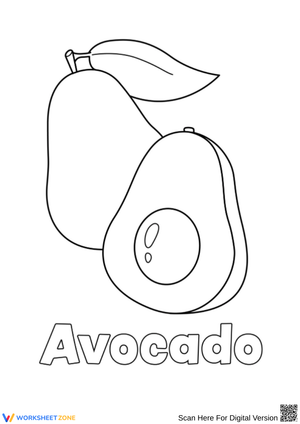 Cute Avocado Coloring Page for Kids
