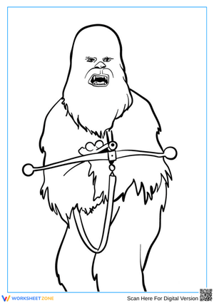 Simple Chewbacca Coloring Page with Bowcaster