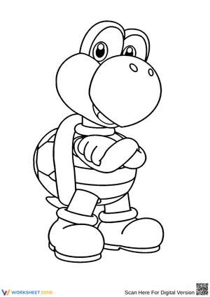Smiling Koopa Troopa Coloring Page – Classic Game Character