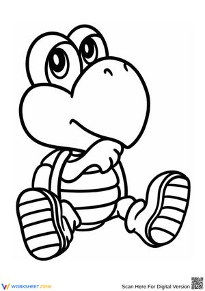 Cute Koopa Troopa Sitting Coloring Page