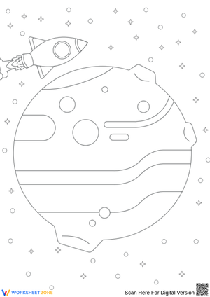 Rocket and Mars Coloring Page for Kids