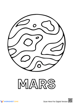 Realistic Mars Coloring Page with Bold Text