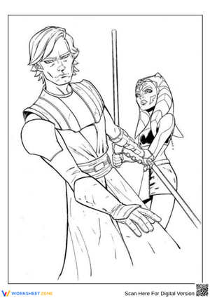 Anakin and Ahsoka Clone Wars Coloring Page