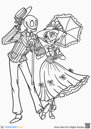 Vintage Jack and Sally Parade Coloring Page
