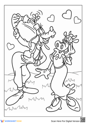 Goofy and Clarabelle Love Coloring Page – Disney Romance