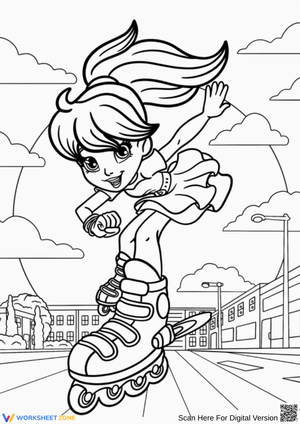 Roller Skating Polly Pocket Adventure Coloring Page