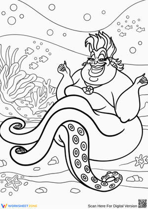 Ursula Under the Sea - Ocean Scene Coloring Page