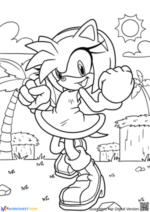 Amy Rose Jungle Adventure Coloring Page