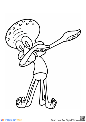 Squidward Dabbing Coloring Page – Funny SpongeBob Printable Art