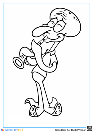 Squidward Clarinet Coloring Page – Musical SpongeBob Printable Fun