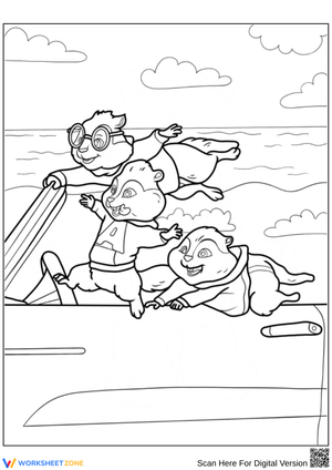 Alvin and the Chipmunks Coastal Car Ride Coloring Page