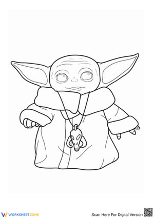 Grogu with Mandalorian Necklace Coloring Page