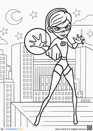 Violet on Rooftop Coloring Page – Incredibles Hero in Action