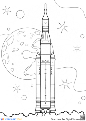 Moon Launch Rocket Coloring Page for Kids