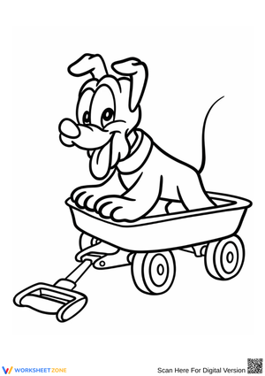 Pluto Riding in Wagon Coloring Page